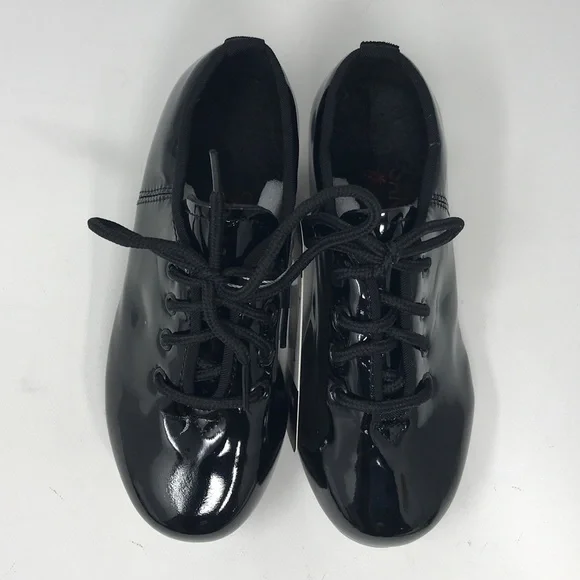 WUIWUIYU Lace Up Tap Dancing Shoes, Unisex Kid's Size 12(B)28 - Black - Picture 3 of 10